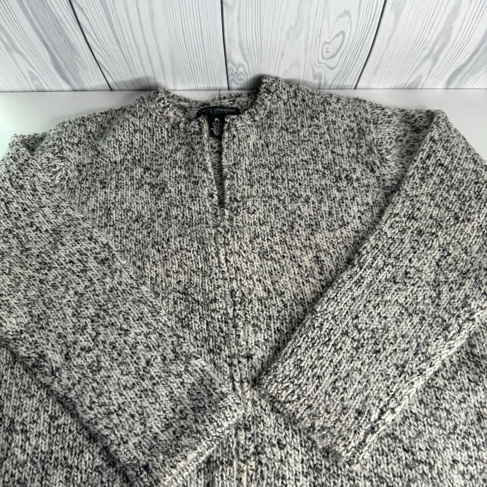 VTG Sarah Spencer Lamb’s Wool Blend Full Zip Gray Sweater Women’s Petite Lrg